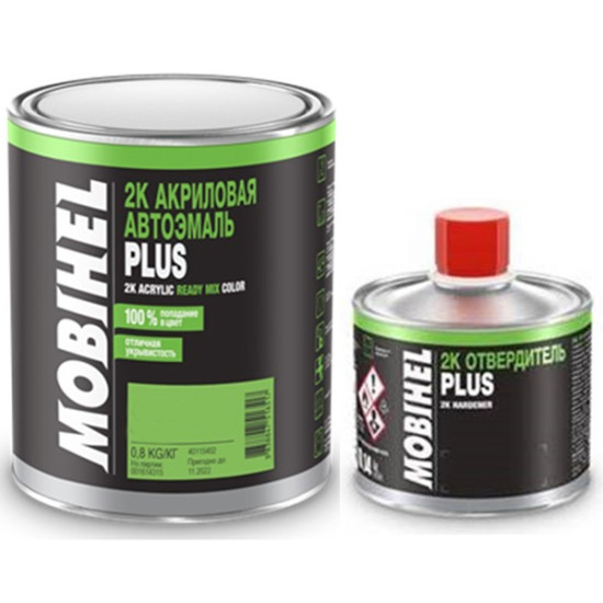 Автоемаль 2К 6:1 акрилова 140 Яшма Mobihel двокомпонентна 0, 8 кг + затверджувач 2K PLUS 0,14 кг